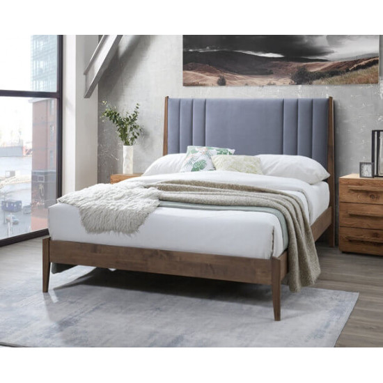 Cheslyn Dark Grey Fabric Bed with Wooden Frame | Fabric and Upholstered Bed Frames (by Bedz4u.co.uk)