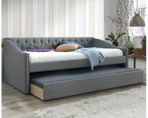 Canterbury Grey Linen Chesterfield Daybed with Trundle WT4591