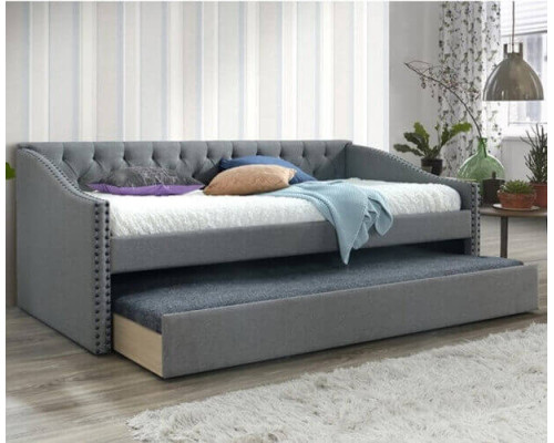 Canterbury Grey Linen Chesterfield Daybed with Trundle WT4591