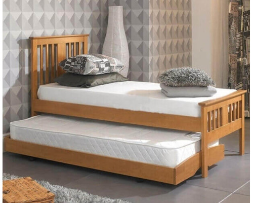 3ft Single Oak Finished Solid Hardwood Guest Bed with Trundle