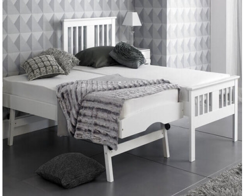 3ft Single White Finished Solid Hardwood Guest Bed with Trundle