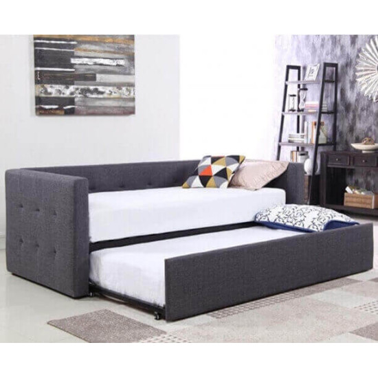 Heartlands Furniture Congo grey linen fabric daybed with trundle