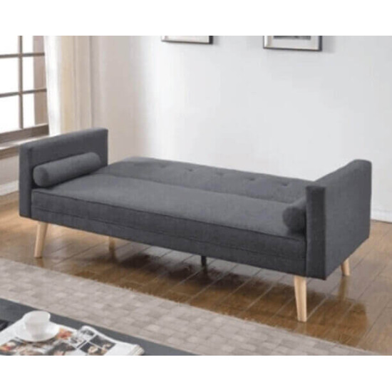 Heartlands Furniture Paris dark grey linen sofa bed set up