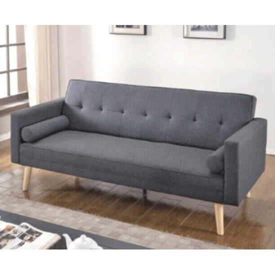 Heartlands Furniture Paris dark grey linen sofa bed set up