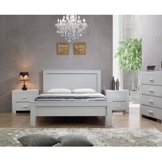 Solid Grey Wooden Bed Frame with Modern Low Foot End Heartlands Furniture California grey wood bed with high headboard