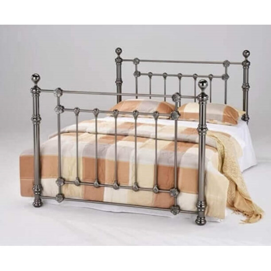 Elanor Black Nickel Metal Bed Frame by Heartlands Furniture Heartlands Furniture Elanor black nickel metal bed with spun finials