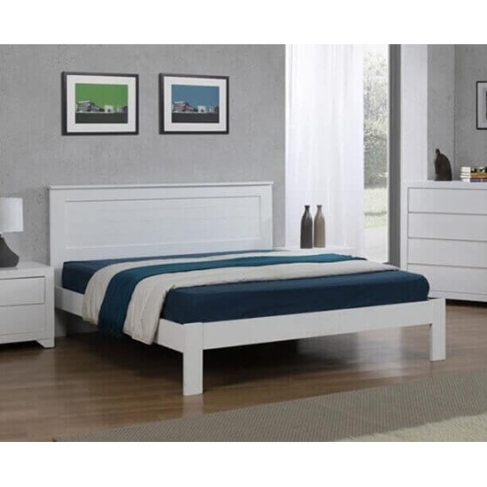 Heartlands Furniture Etna white wood bed with high headboard