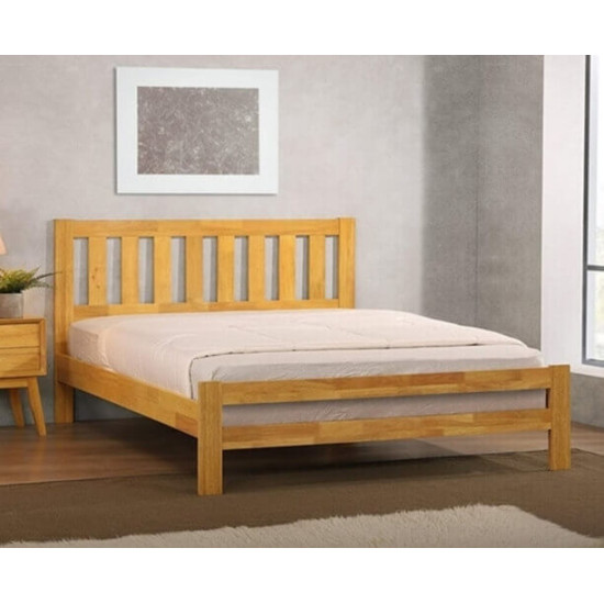 Heartlands Furniture Kempton natural wood bed with high slatted headboard