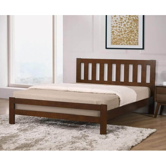 Rustic Oak Hardwood Bed Frame with Classic Design Heartlands Furniture Kempton rustic oak wood bed with high slatted headboard