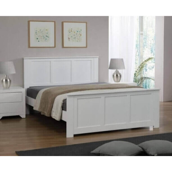 Solid White Wooden Bed Frame with Classic Styling Heartlands Furniture Kempton rustic oak wood bed with high slatted headboard