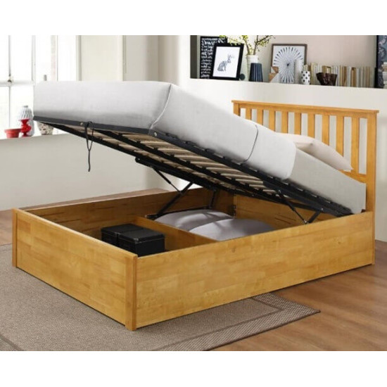 Zoe Oak Ottoman Storage Bed by Heartlands Furniture | Storage Beds (by Bedz4u.co.uk) Heartlands Furniture Zoe oak ottoman storage bed open storage compartment