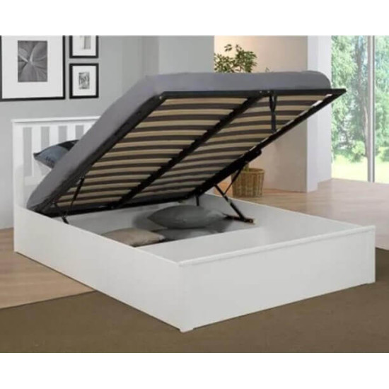 Zoe White Ottoman Storage Bed by Heartlands Furniture | Storage Beds (by Bedz4u.co.uk) Heartlands Furniture Zoe white ottoman storage bed open storage compartment