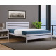 Heartlands Furniture Astley light grey wood bed with slatted headboard