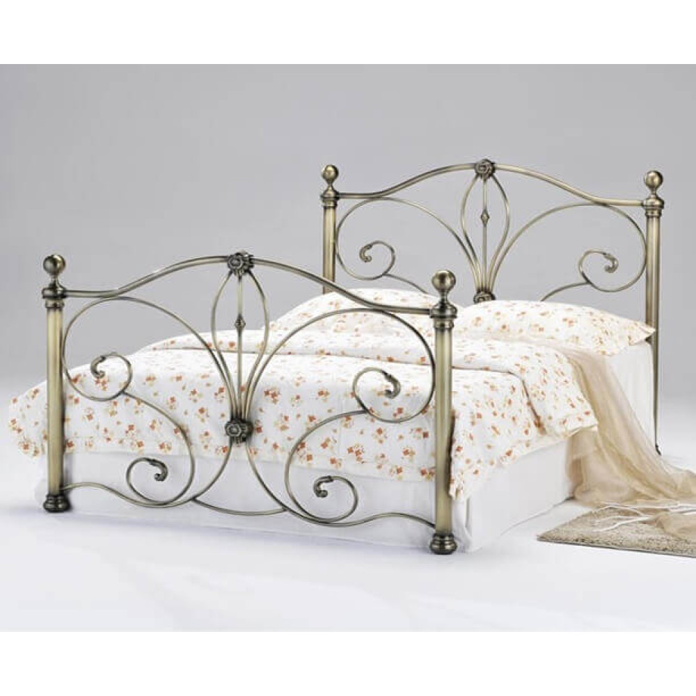 Diane Antique Brass Bed Metal Bed by Heartlands Furniture