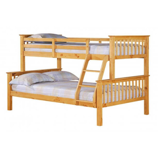 Porto Pine Triple Sleeper Wood Bunk Bed by Heartlands Furniture | Bunk Beds (by Bedz4u.co.uk)