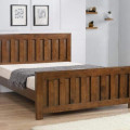Heartlands Furniture rustic oak king size bed frame with traditional slatted headboard