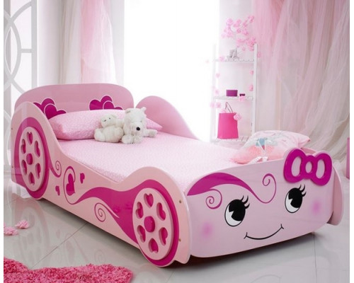 Girls Single Pink Princess Racing Car Bed Frame by Artisan