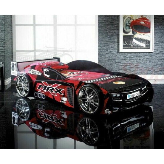 Kids Black MRX Racing Car Bed with Alloy Wheels by Artisan | Kids Beds (by Bedz4u.co.uk)