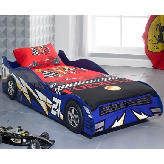 No 21 Single Blue Novelty Racing Car Bed by Artisan Beds | Kids Beds (by Bedz4u.co.uk)