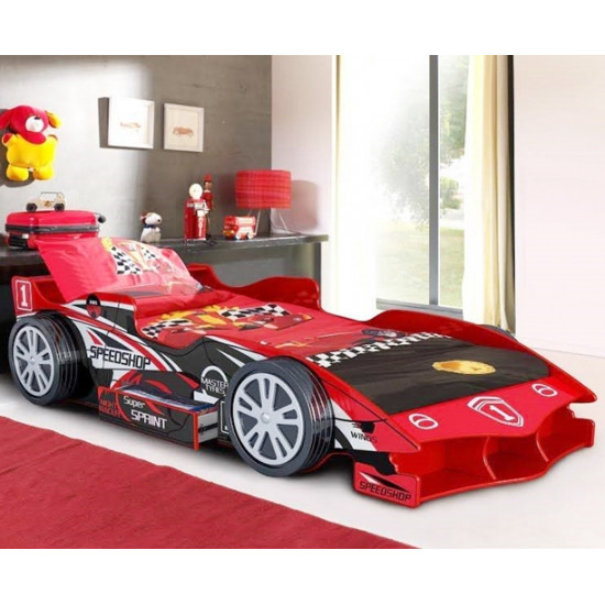 Red Speedy Speed Racer Single Car Bed with Storage | Kids Beds (by Bedz4u.co.uk)