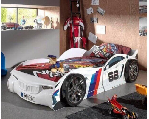 White Kids Turbo Racing Car Bed by The Artisan Bed Company
