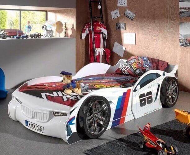 White Kids Turbo Racing Car Bed by The Artisan Bed Company
