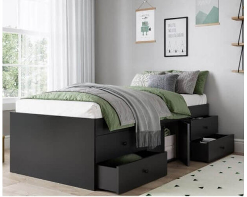 Black Multi-Drawer Single Cabin Bed by Kidsaw
