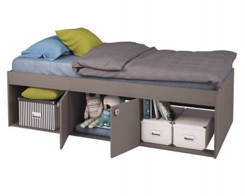 Kid's Grey Low Single Cabin Bed with Storage by Kidsaw