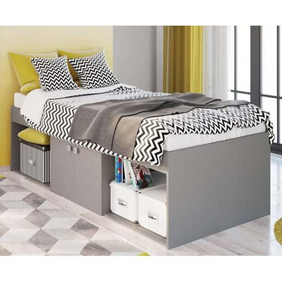 Kid s Grey Low Single Cabin Bed with Storage by Kidsaw | Kidsaw Bedroom Range (by Bedz4u.co.uk)