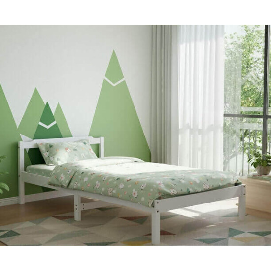 Kidsaw Jinsen Single White Wood Bed for Kids’ Bedrooms Kidsaw Jinsen single white wood bed for children