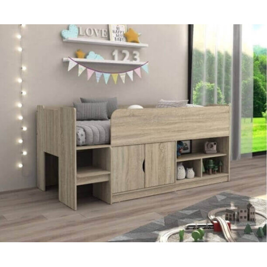 Kidsaw KUDL oak mid sleeper storage bed
