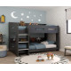 Kidsaw Anthracite Grey Kids Wood Bunk Bed with Shelves Kidsaw anthracite grey kids bunk bed with shelves