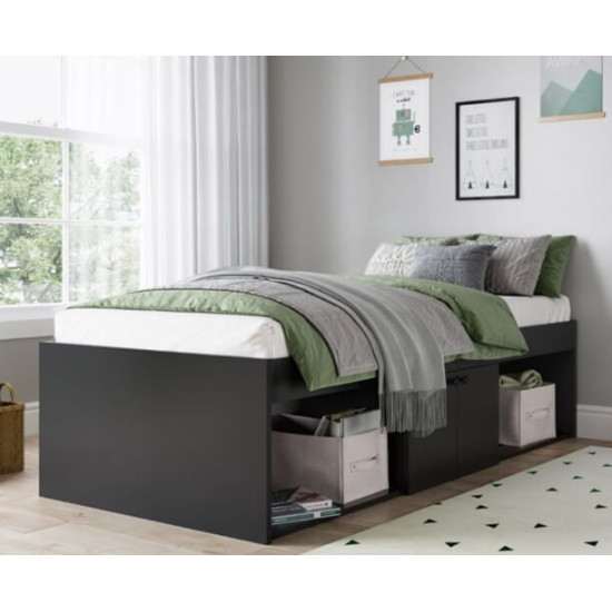 Kidsaw Black Low Single Cabin Bed with Storage Kidsaw black low single cabin bed with cupboard and storage