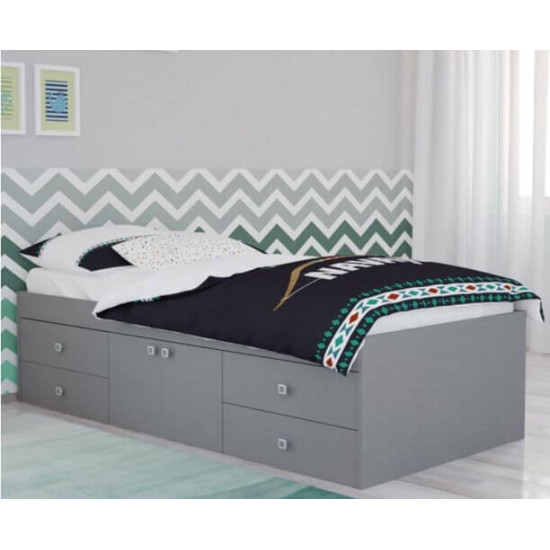 Kidsaw grey multi drawer single cabin bed with cupboard and storage drawers