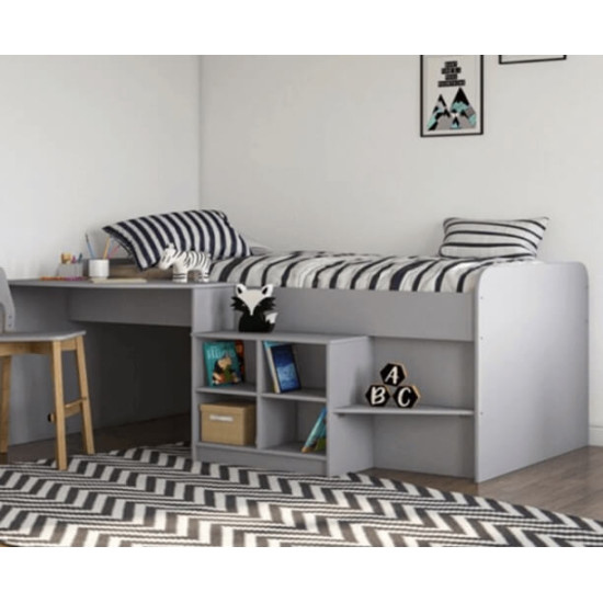 Kidsaw grey wood pilot cabin bed with shelves