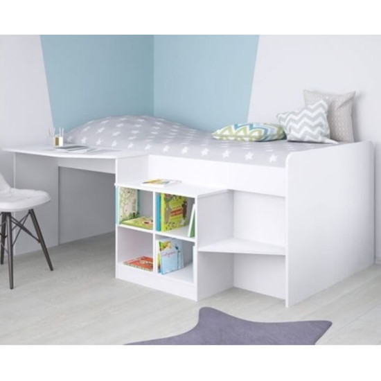 Kidsaw white wood pilot cabin bed with shelves