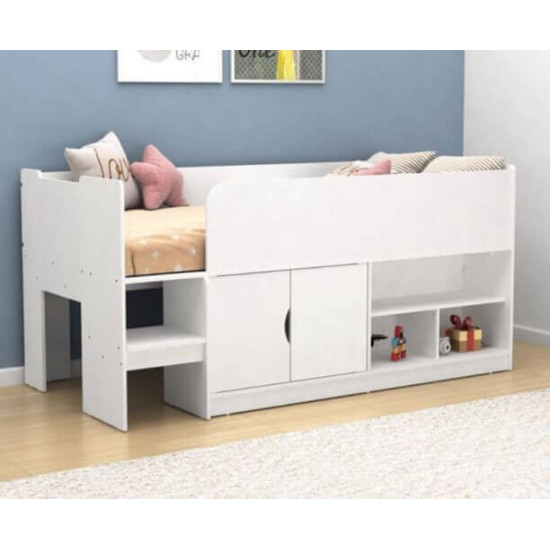 Kidsaw White Storage Mid Sleeper with Cupboard and Shelves | Kidsaw Bedroom Range (by Bedz4u.co.uk)