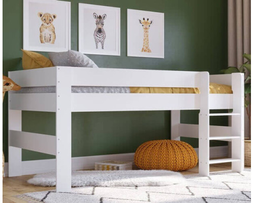 Kudl White Mid Sleeper Wooden Bed by Kidsaw