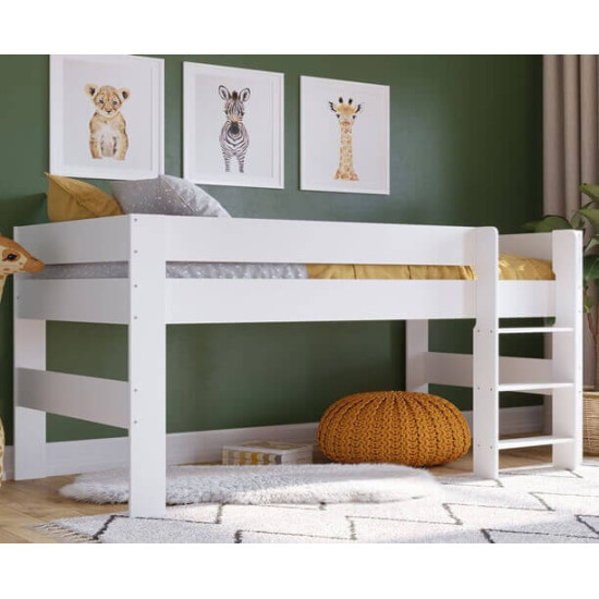 Kudl White Mid Sleeper Wooden Bed by Kidsaw | Kidsaw Bedroom Range (by Bedz4u.co.uk)