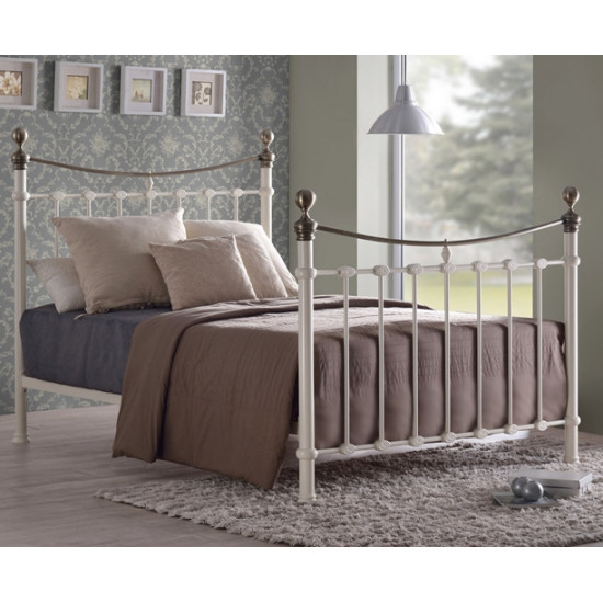 Elizabeth Ivory and Antique Brass Finished Traditional Bed Frame | Metal Beds (by Bedz4u.co.uk)
