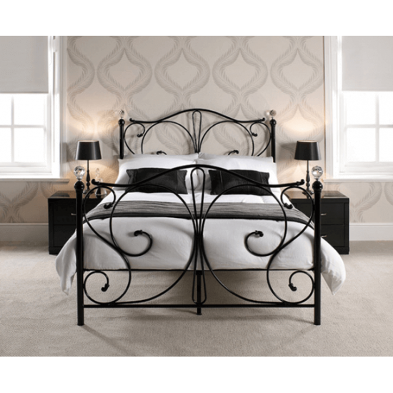 Florence Traditional Black Ornate Metal Bed with Crystal Finials | Metal Beds (by Bedz4u.co.uk)