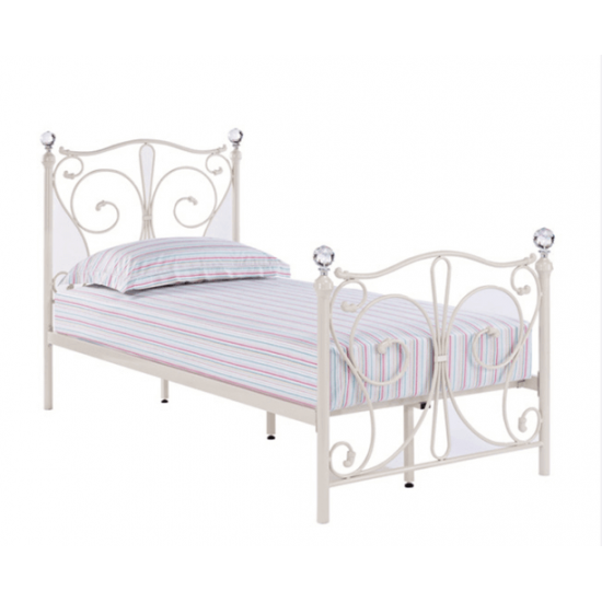 Florence Traditional White Ornate Metal Bed with Crystal Finials | Metal Beds (by Bedz4u.co.uk)
