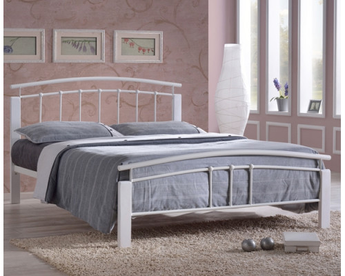 Tetras White Metal Bed Frame with White Posts