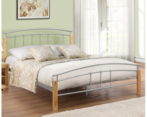 Tetras Beech and Silver Metal Bed