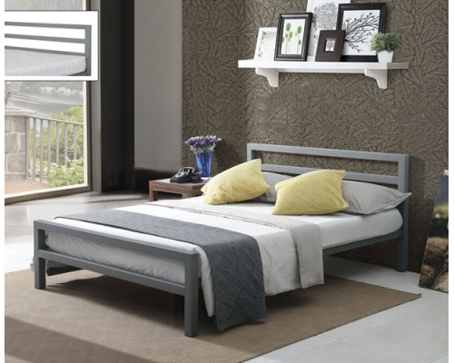 City Block Grey Modern Metal Bed Frame by Time Living
