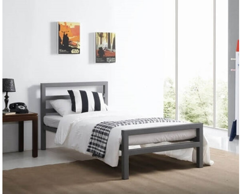City Block Grey Single Modern Metal Bed Frame by Time Living  