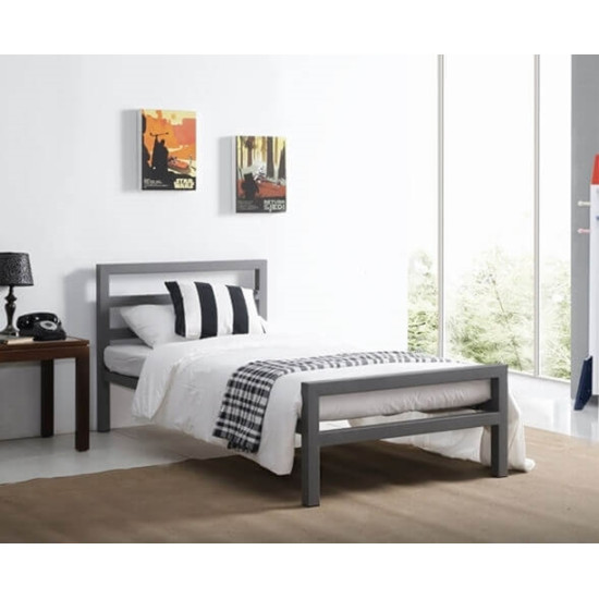 City Block Grey Modern Metal Bed Frame by Time Living | Metal Beds (by Bedz4u.co.uk)