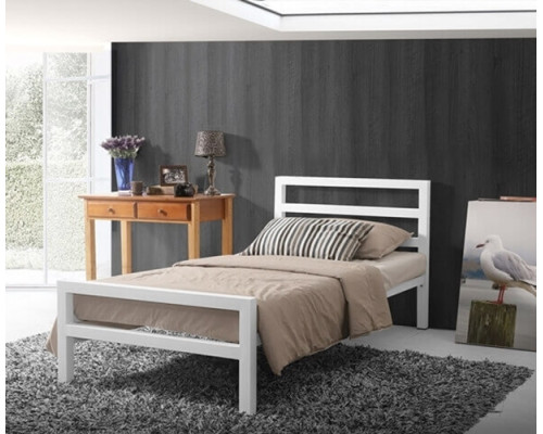 City Block White Single Modern Metal Bed Frame by Time Living 