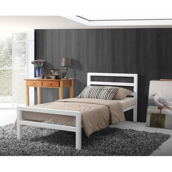 City Block White Single Modern Metal Bed Frame by Time Living | Single Beds (by Bedz4u.co.uk)