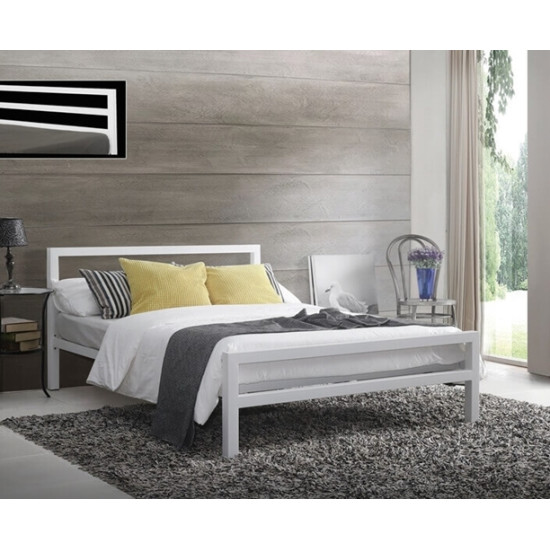 City Block White Modern Metal Bed Frame by Time Living | Metal Beds (by Bedz4u.co.uk)